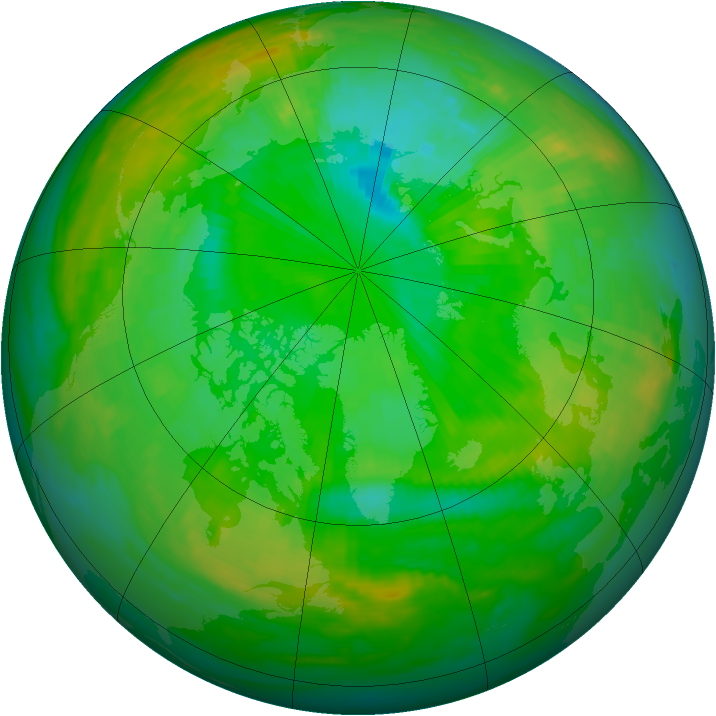 Arctic ozone map for 09 July 1986